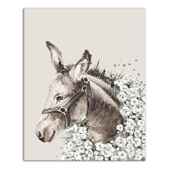 Sweet Floral Donkey 16" x 20" Canvas Wall Art